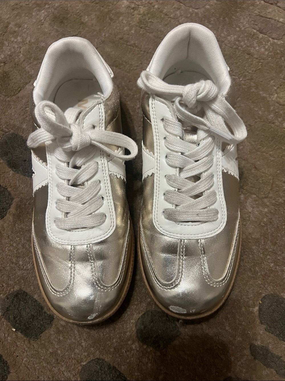 MIA girls Metallic Silver White Lace-Up Sneakers